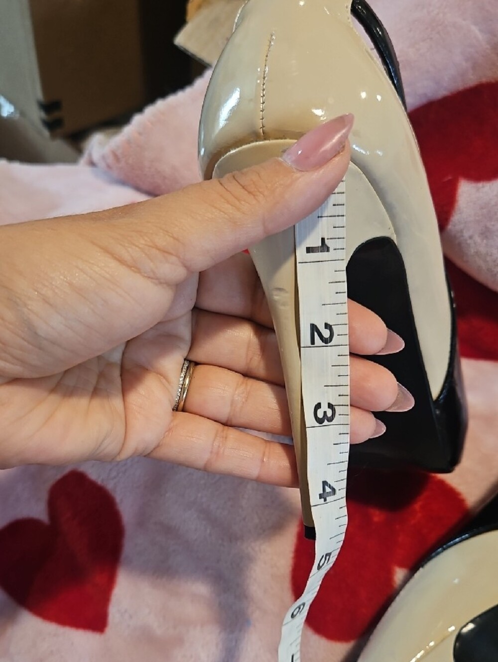 GUESS Black Patent Peep-Toe Pumps - Picture 9 of 10